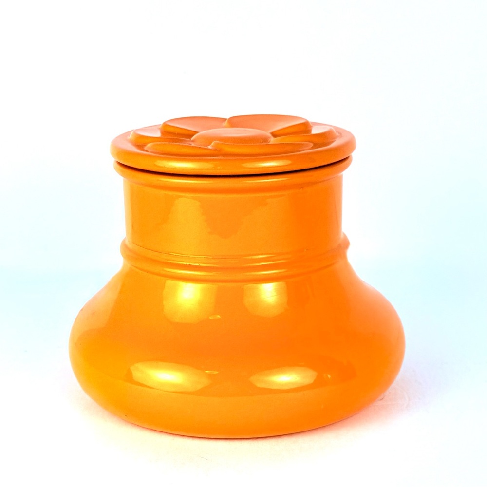 Vintage Verrerie Du Gier France Sunflower Yellow/orange Glass Pop Art Canister